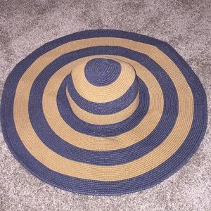 Isaac Mizrahi Blue/Camel Paper Straw Floppy Hat